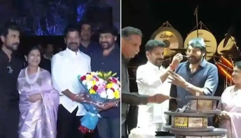 Chiranjeevi hosts party for being honoured with Padma Vibhushan; Telangana CM Revanth Reddy and many attend