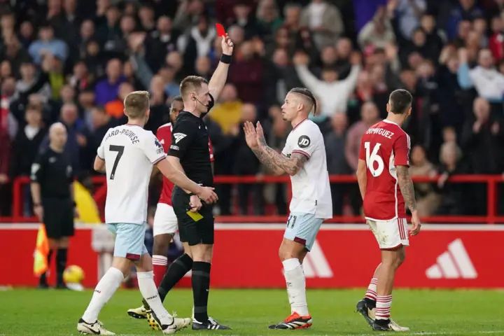 West Ham’s Kalvin Phillips hopes red card at Forest marks end of run of bad luck