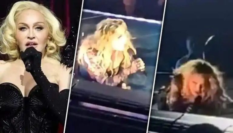 Video: Madonna accidentally falls from chair during live concert in Seattle; Here’s what she did