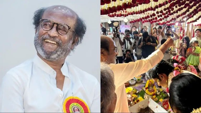 Video: Rajinikanth attends Chennai’s Rohini theatre owner Rhevanth’s wedding