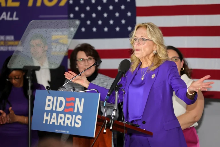 Protester grabbed by crowd members at Jill Biden event after calling for Gaza ceasefire