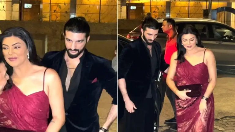 WATCH: Sushmita Sen-Rohman Shawl are all smiles as they attend Neeta Lulla’s party