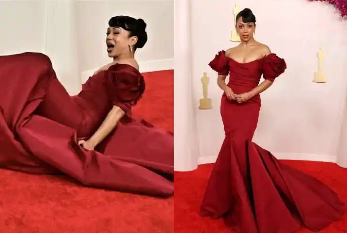 Oscars 2024: Liza Koshy Handles Her Fall At Red Carpet Like a Pro – See Pics