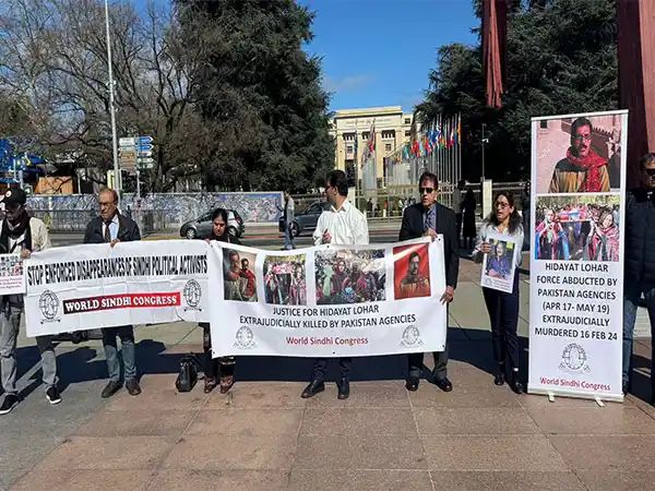 World Sindhi Congress organises protest at UNHRC headquarters, demands halt in Pakistan’s genocide in Sindh