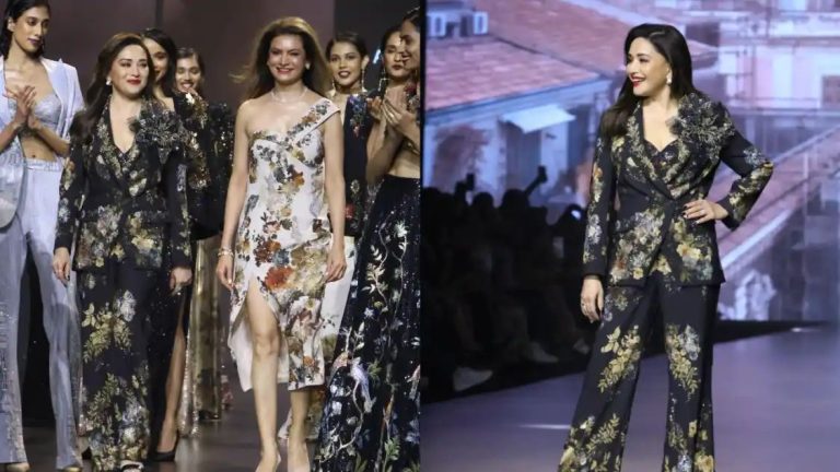 LFW x FDCI Day 5: Madhuri Dixit grooves to `Bella Ciao`, `Titanium` as she walks