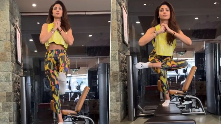 Shilpa Shetty Kundra Stuns Fans With Impressive One-Leg Squat on Bench (Watch Video)