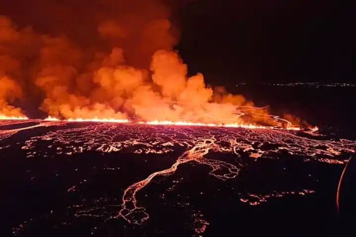 Iceland volcano’s powerful lava flows engulf peninsula amid fourth eruption in three months