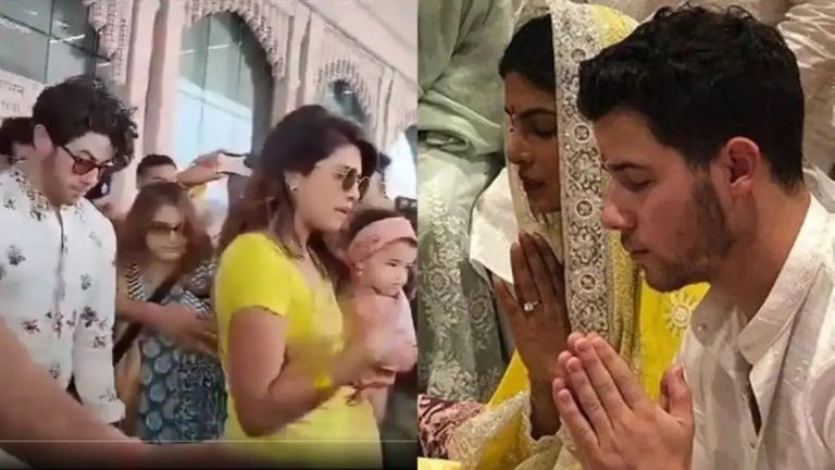 Priyanka Chopra, Nick Jonas reach Ayodhya with daughter Malti Marie amid chants of ‘Jai Shree Ram’. Watch