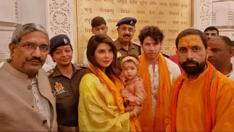 Priyanka Chopra visits Ram Mandir in Ayodhya with husband Nick Jonas, daughter Malti Marie