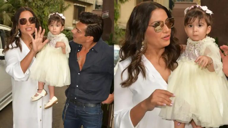 Bipasha Basu and Karan Singh Grover introduce their daughter Devi to the paps