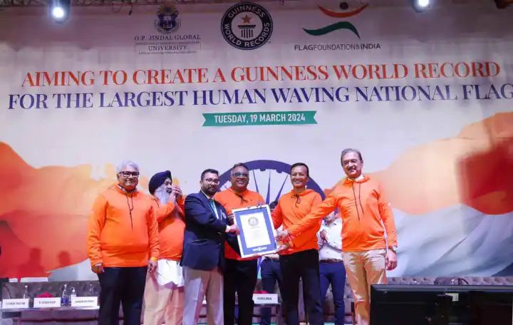 OP Jindal Global University sets Guinness World Record for largest human waving National Flag