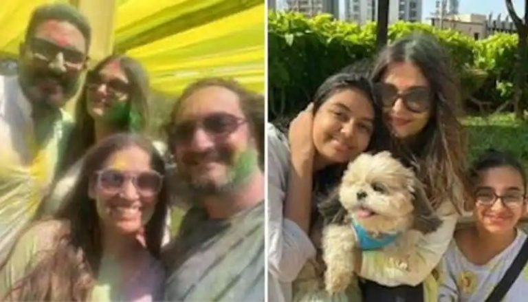 Bachchans Holi party photos: Aishwarya Rai, Abhishek Bachchan, Aaradhya’s photos go viral