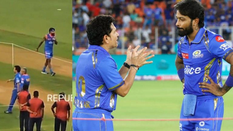 IPL 2024: Hardik Pandya Sparks Controversy by Ignoring Sachin Tendulkar, Rohit Sharma’s Response Steals the Show