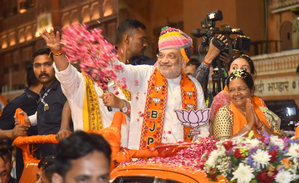 Home Minister Amit Shah holds roadshow in Jaipur for BJP’s Manju Sharma