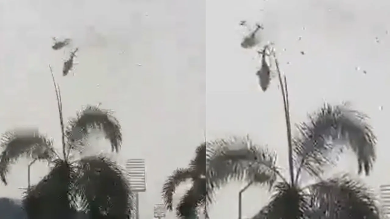 Video: Two helicopters collide in Malaysia, 10 dead, watch video