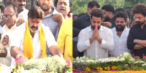 Balakrishna, Jr NTR pay tributes to NTR on birth anniversary