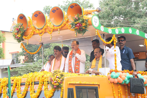 BJP President Nadda holds roadshow in K’taka for ex-CM Basavaraj Bommai