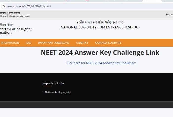 NEET UG 2024 Answer Key LIVE: NTA NEET Provisional Key At Exams.Nta.Ac.In(OUT); Direct Link, OMR Sheet, Recorded Response