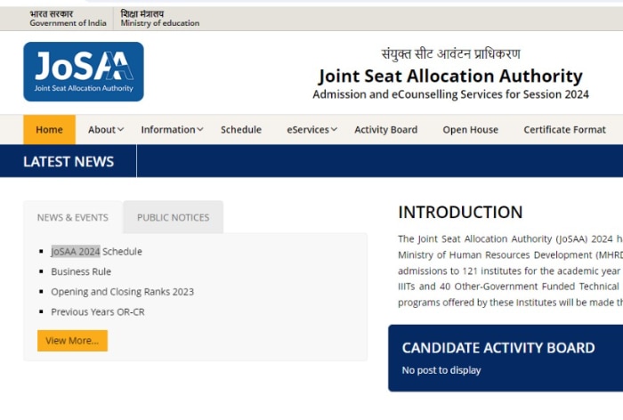 JoSAA 2024 Counselling: Registration, Choice Filling Begins June 10; Round 1 Schedule Here