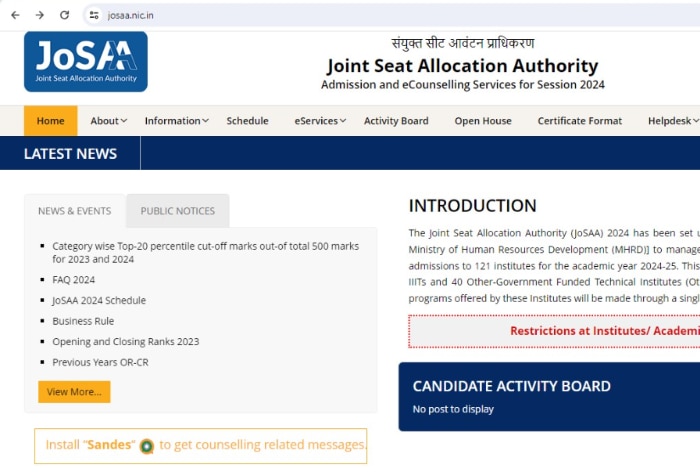 JoSAA 2024 Counseling Registration, Choice Filling Begins Today; Schedule, How to Apply