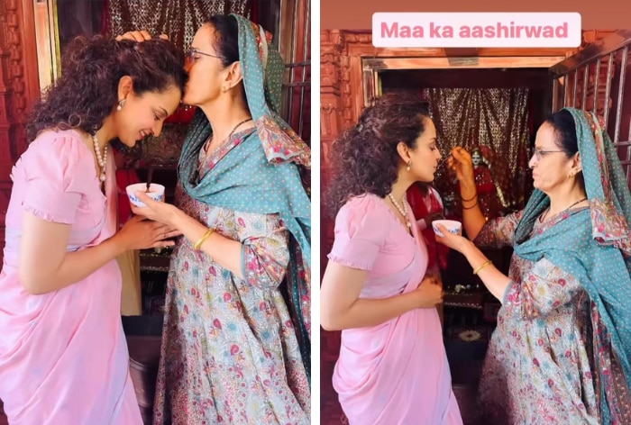 Mandi Lok Sabha Elections 2024 Result: ‘Dahi Cheeni’ Moment For Kangana Ranaut as Her Mom Feeds Spoon Of Good Luck, Pics