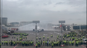 Team accorded 'water salute' after plane lands, Mumbai buzzing with chants of ‘India ka Raja Rohit Sharma’ as champions return (Ld)