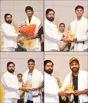 Maha govt felicitates Rohit Sharma, Surya, Dube & Jaiswal at Vidhan Bhavan