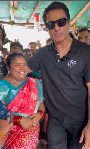 Sonu Sood meets viral Hyderabadi food stall owner Kumari Aunty