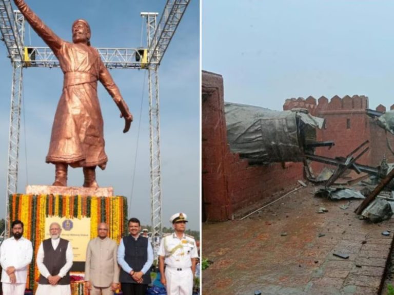 Shivaji Maharaj Statue Inaugurated by PM Modi Collapses in Maharashtra; FIR Against Contractor Registered