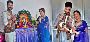 Ankita Lokhande, Vicky Jain pose with 'Mau' as they bring 'Bappa'
 home on Ganesh Chaturthi