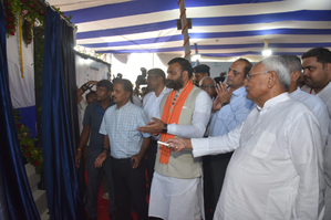 Nitish Kumar lays foundation for dam, WTP in Rohtas district