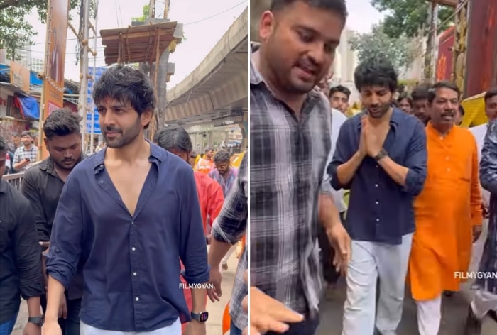 Kartik Aaryan Visits Lalbaugcha Raja Barefoot on Ganesh Chaturthi; Fans Adore ‘Bhool Bhulaiyaa 3’ Look- Watch