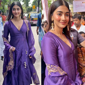 Pooja Hegde seeks blessings at GSB Ganpati with her family