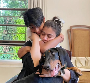 Kajol marks 2nd birthday of her furry friend with a heartwarming
 picture with her son and the puppy